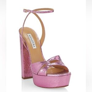 Aquazzura Sinner Snake Embossed Heels